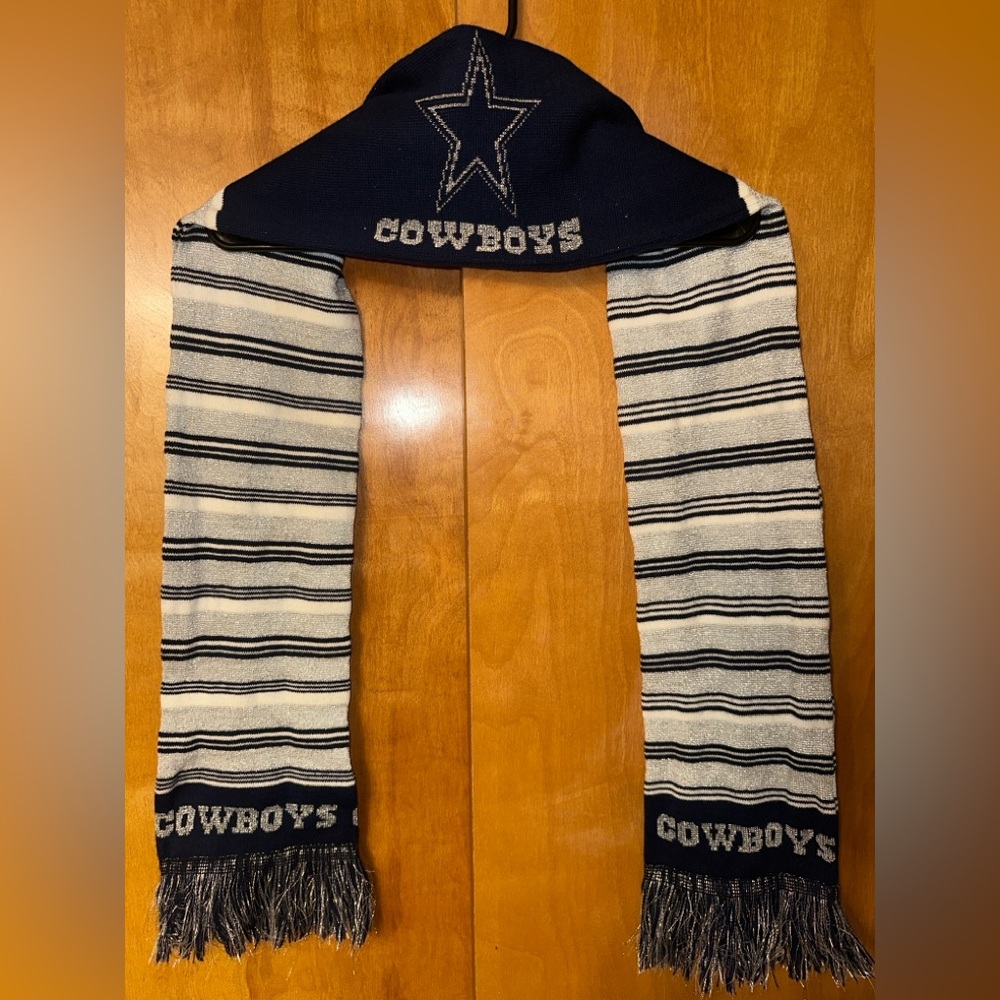 Dallas Cowboys Reversible Scarf Knit Winter Neck Shinny Shimmer